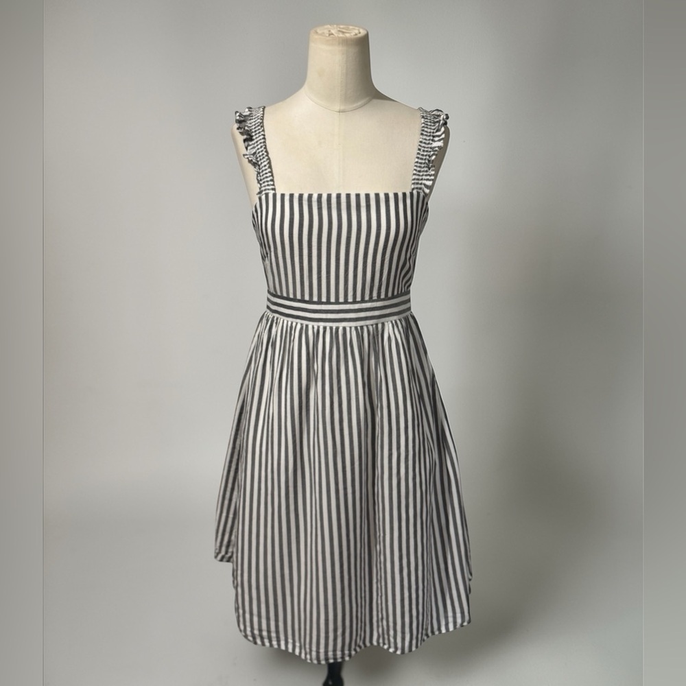 Madewell Striped Empire Ruffle Strap Dress Sundress Size 0